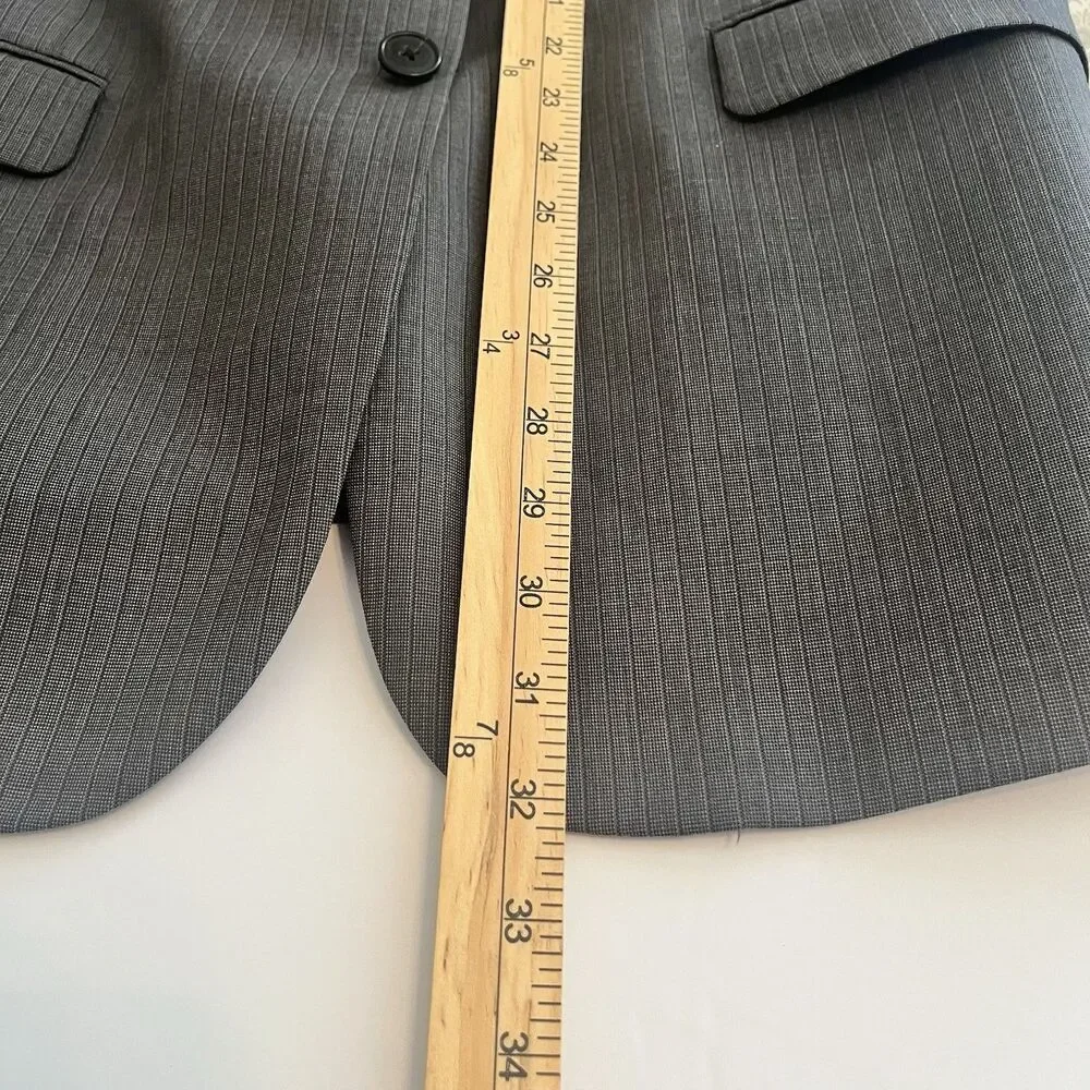 Joseph Jos. A. Bank 100% Wool Grey Striped 2 Button Blazer Slim Fit Size 44R